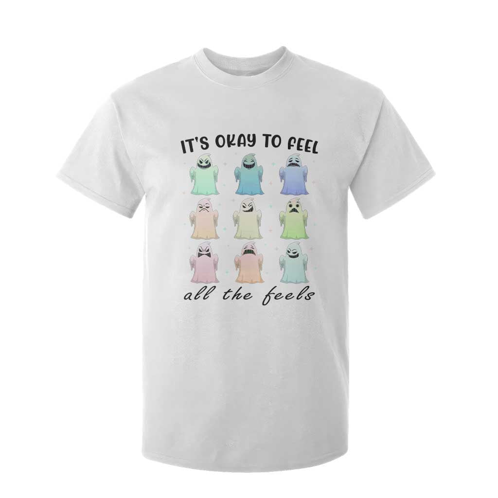 Halloween Mental Health Awareness T Shirt For Kid It Is Okay To Feel All The Feels Ghost