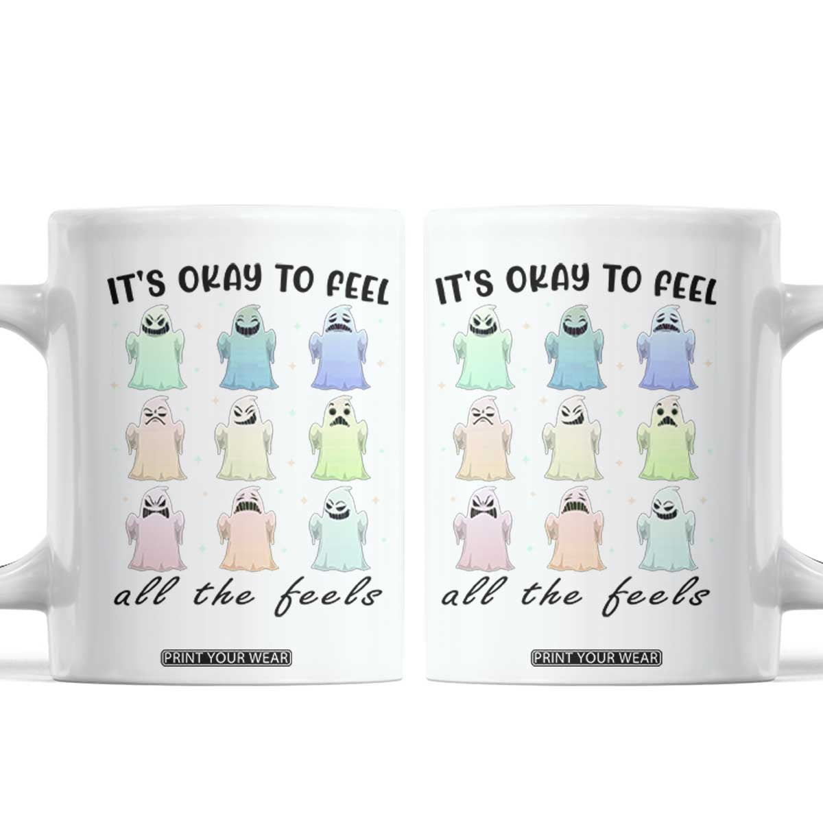 Halloween Mental Health Awareness Coffee Mug It Is Okay To Feel All The Feels Ghost