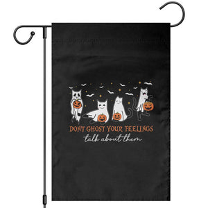 Halloween School Counselor Garden Flag Don't Ghost Your Feelings Talk About Them Ghost Cats TS11 Black Print Your Wear