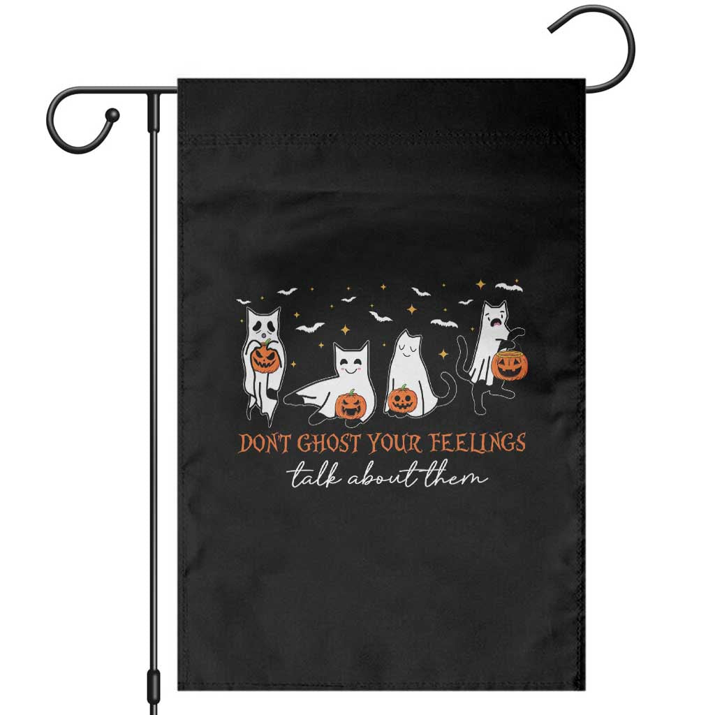 Halloween School Counselor Garden Flag Don't Ghost Your Feelings Talk About Them Ghost Cats TS11 Black Print Your Wear