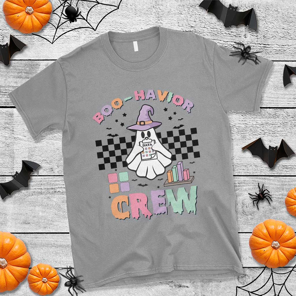 Funny Halloween Behavior Analyst T Shirt Boo-Havior Retro Ghost Witch ABA RBT TS11 Sport Gray Print Your Wear