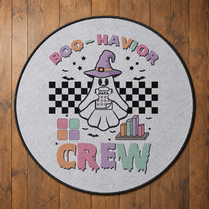 Funny Halloween Behavior Analyst Round Rug Boo-Havior Retro Ghost Witch ABA RBT