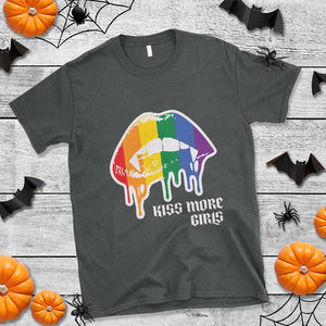 LGBT Lesbian Halloween T Shirt Kiss More Girls Rainbow Vampire Lips TS11 Dark Heather Print Your Wear