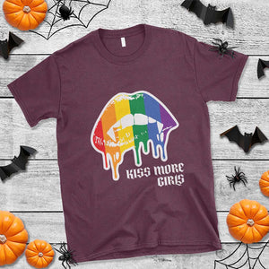 LGBT Lesbian Halloween T Shirt Kiss More Girls Rainbow Vampire Lips TS11 Maroon Print Your Wear