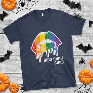 LGBT Lesbian Halloween T Shirt Kiss More Girls Rainbow Vampire Lips TS11 Navy Print Your Wear