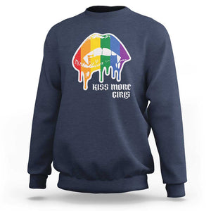 LGBT Lesbian Halloween Sweatshirt Kiss More Girls Rainbow Vampire Lips TS11 Navy Print Your Wear