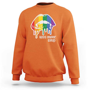 LGBT Lesbian Halloween Sweatshirt Kiss More Girls Rainbow Vampire Lips TS11 Orange Print Your Wear