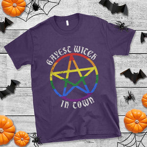 Halloween LGBT T Shirt Gayest Witch In Town Rainbow Pentagram Star TS11 Purple Print Your Wear