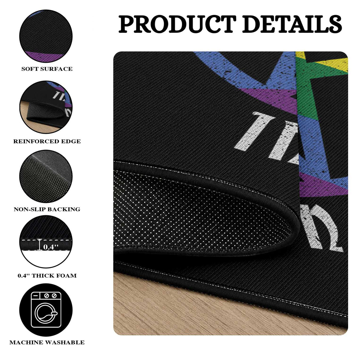 Halloween LGBT Round Rug Gayest Witch In Town Rainbow Pentagram Star