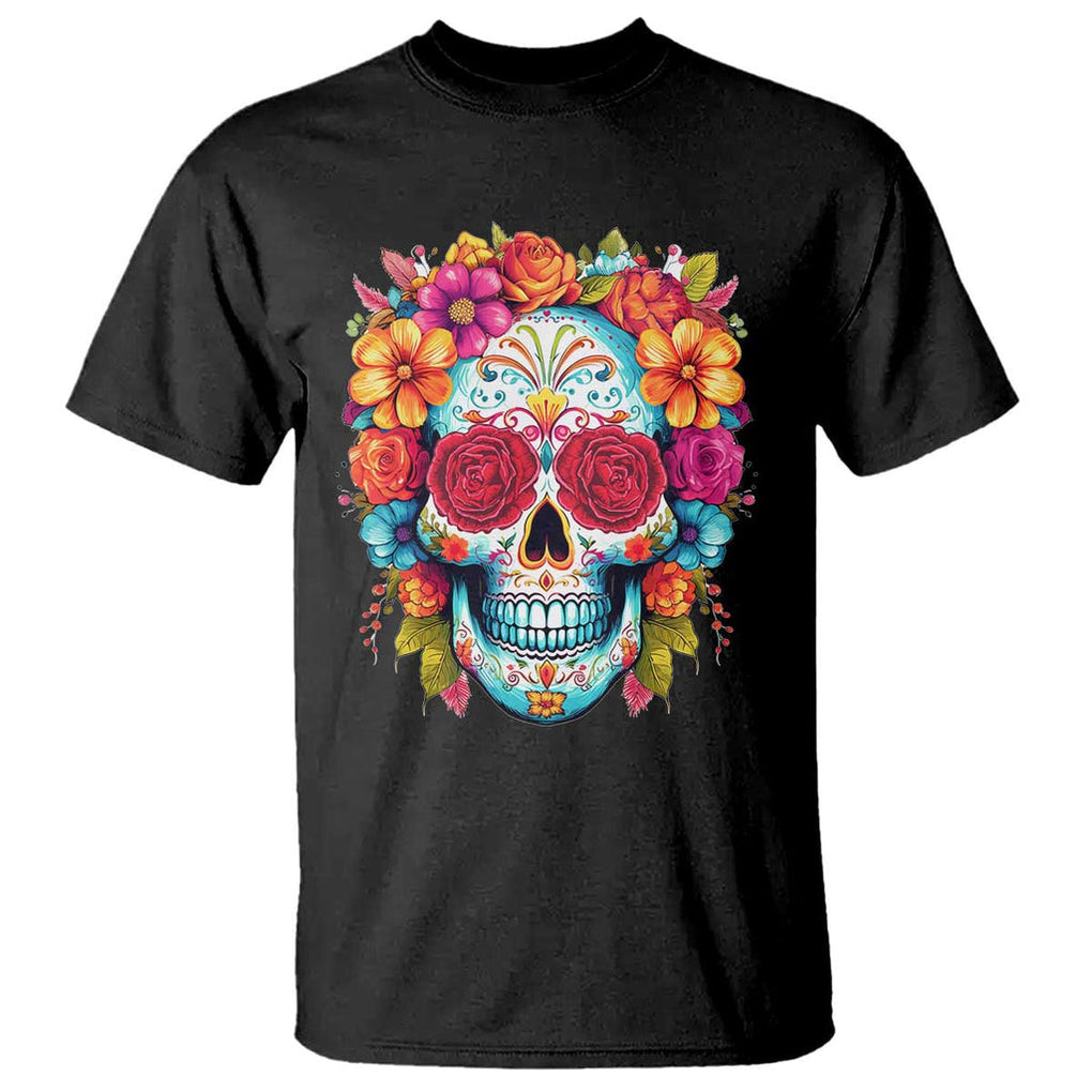 Day Of The Dead T Shirt Sugar Skull Dia De Los Muertos Halloween Rose Flowers TS11 Black Print Your Wear