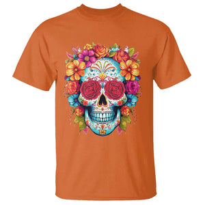 Day Of The Dead T Shirt Sugar Skull Dia De Los Muertos Halloween Rose Flowers TS11 Orange Print Your Wear