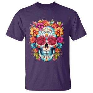 Day Of The Dead T Shirt Sugar Skull Dia De Los Muertos Halloween Rose Flowers TS11 Purple Print Your Wear