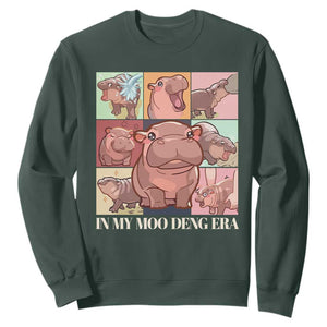 In My Moo Deng Era Sweatshirt Cute Hippo Zoo Meme Baby Pygmy TS11 Dark Forest Green Print Your Wear