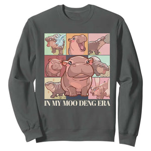 In My Moo Deng Era Sweatshirt Cute Hippo Zoo Meme Baby Pygmy TS11 Dark Heather Print Your Wear