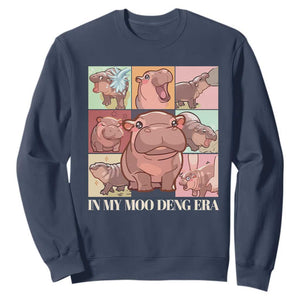 In My Moo Deng Era Sweatshirt Cute Hippo Zoo Meme Baby Pygmy TS11 Navy Print Your Wear