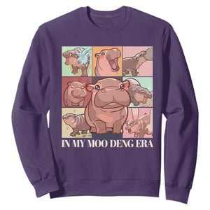 In My Moo Deng Era Sweatshirt Cute Hippo Zoo Meme Baby Pygmy TS11 Purple Print Your Wear