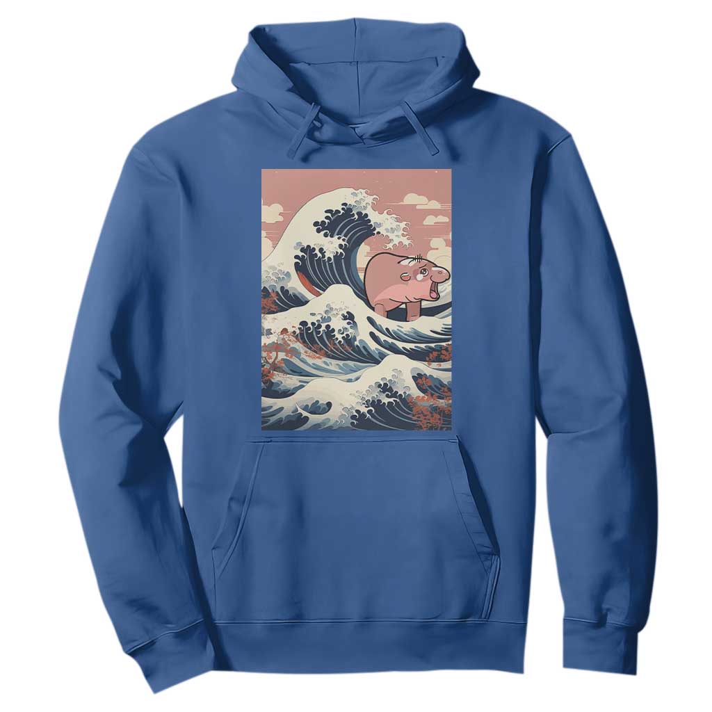 Funny Moo Deng Hoodie Cute Hippo Zoo Meme Baby Pygmy Tsunami TS11 Royal Blue Print Your Wear