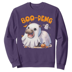 Funny Moo Deng Sweatshirt Boo Deng Cute Hippo Zoo Meme Baby Pygmy Halloween TS11 Purple Print Your Wear