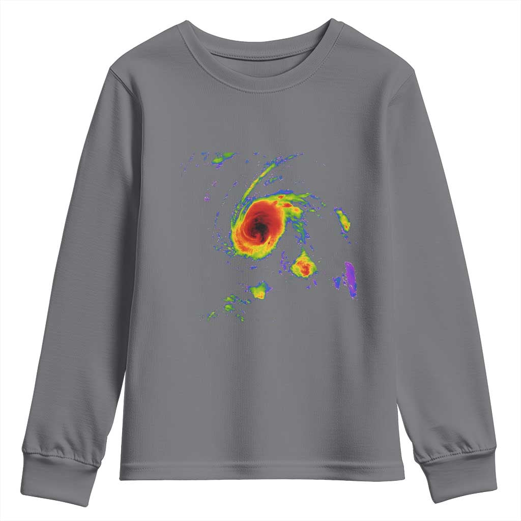 Hurricane Gabrielle 2025 Youth Sweatshirt Meteorologist Weather Radar Storm Chasing TS11 Charcoal Print Your Wear
