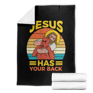 Funny Jesus Has Your Back Throw Blanket Jiu Jitsu Retro Christian TS11 Black Print Your Wear