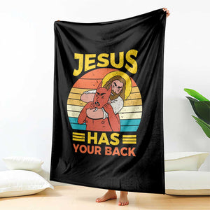 Funny Jesus Has Your Back Throw Blanket Jiu Jitsu Retro Christian TS11 Print Your Wear