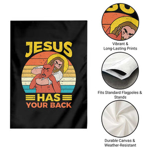 Funny Jesus Has Your Back Garden Flag Jiu Jitsu Retro Christian TS11 Print Your Wear