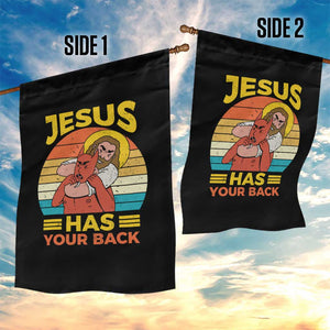Funny Jesus Has Your Back Garden Flag Jiu Jitsu Retro Christian TS11 Print Your Wear