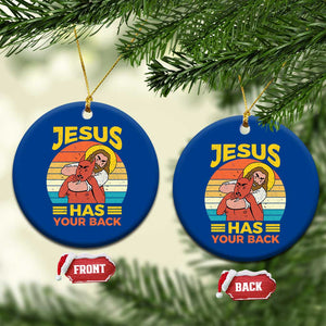 Funny Jesus Has Your Back Ceramic Ornament Jiu Jitsu Retro Christian TS11 1pc Blue Print Your Wear