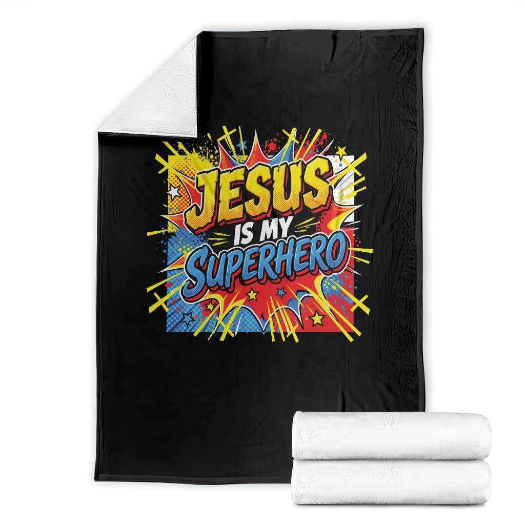 Jesus Is My Superhero Throw Blanket Christian Faith Comic Faith Cross