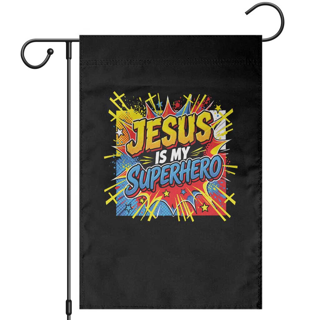 Jesus Is My Superhero Garden Flag Christian Faith Comic Faith Cross
