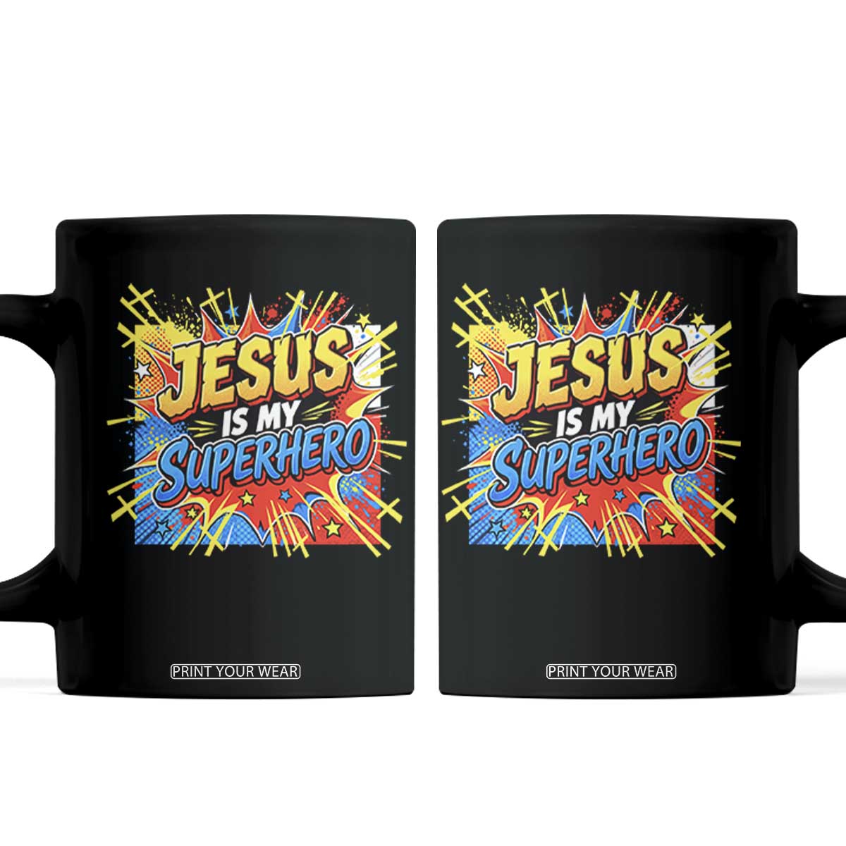 Jesus Is My Superhero Coffee Mug Christian Faith Comic Faith Cross