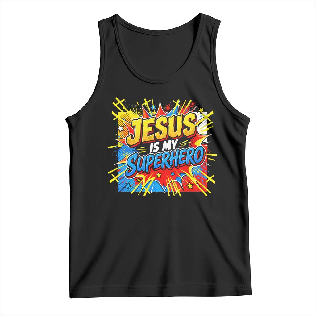 Jesus Is My Superhero Tank Top Christian Faith Comic Faith Cross