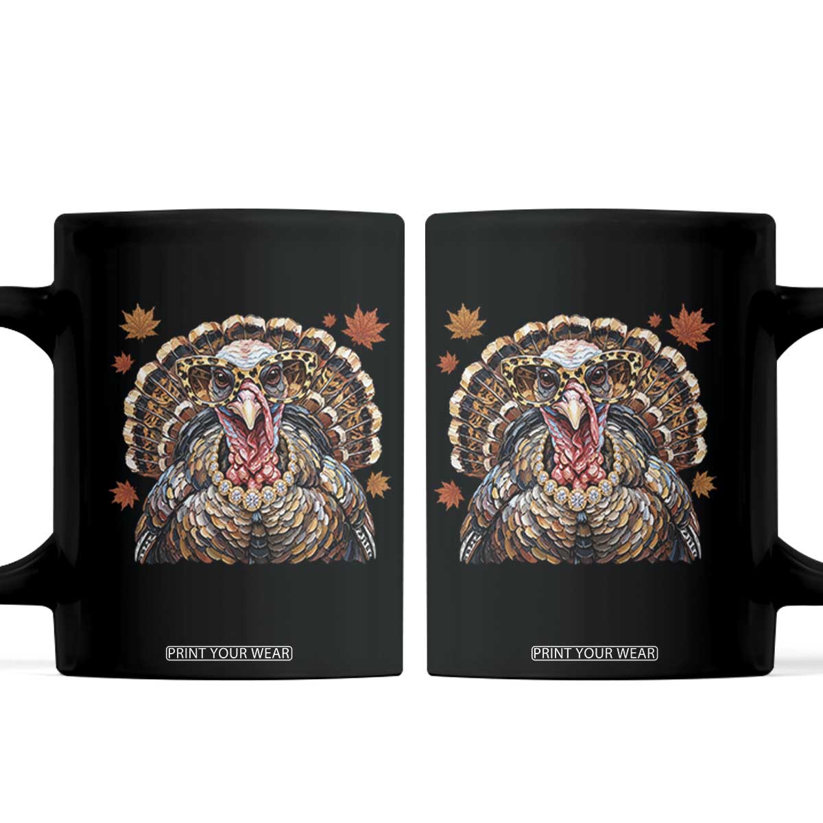 Faux Hand Painted Leopard Turkey Sassy Thanksgiving Coffee Mug