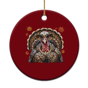 Faux Hand Painted Leopard Turkey Sassy Thanksgiving Ceramic Ornament