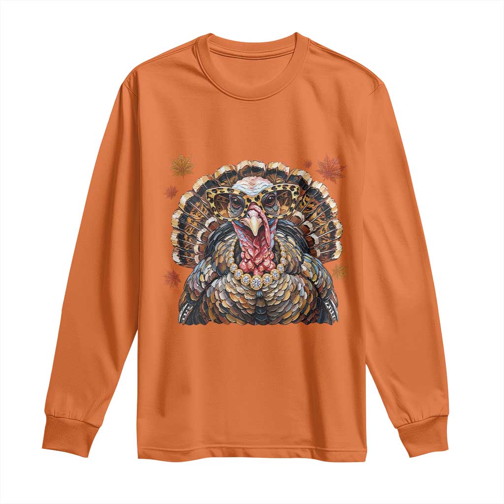 Faux Hand Painted Leopard Turkey Sassy Thanksgiving Long Sleeve Shirt