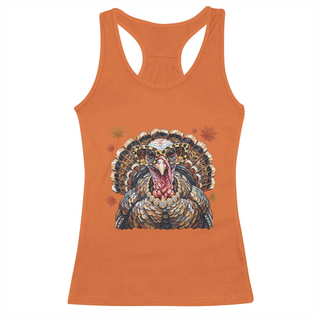 Faux Hand Painted Leopard Turkey Sassy Thanksgiving Racerback Tank Top