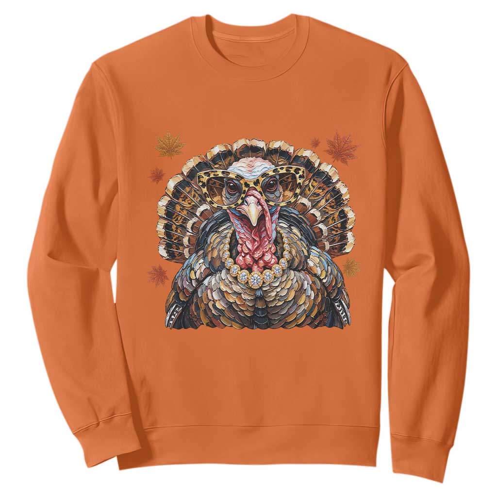 Faux Hand Painted Leopard Turkey Sassy Thanksgiving Sweatshirt