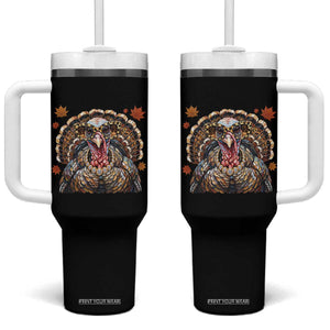 Faux Hand Painted Leopard Turkey Sassy Thanksgiving Tumbler With Handle