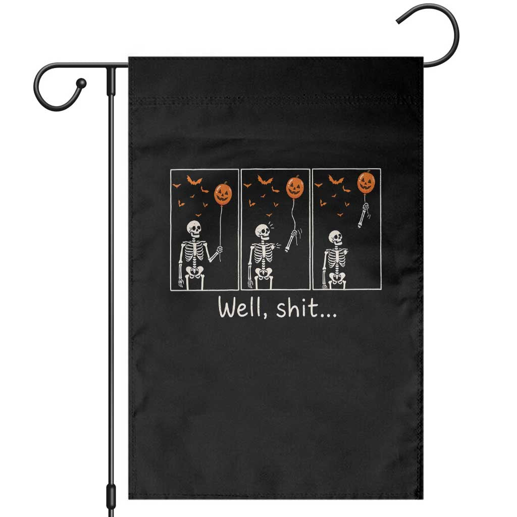 Well Shit Skeleton Lost Pumpkin Balloon Funny Halloween Garden Flag