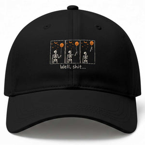 Well Shit Skeleton Lost Pumpkin Balloon Funny Halloween Baseball Cap
