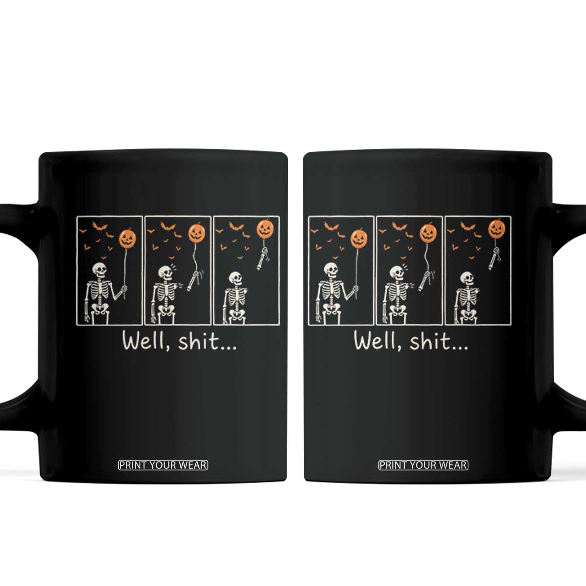 Well Shit Skeleton Lost Pumpkin Balloon Funny Halloween Coffee Mug