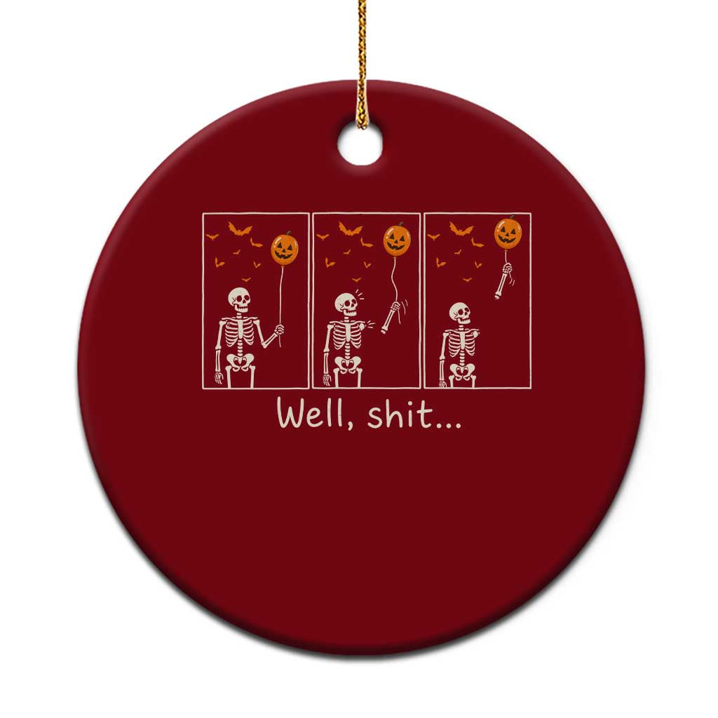 Well Shit Skeleton Lost Pumpkin Balloon Funny Halloween Ceramic Ornament
