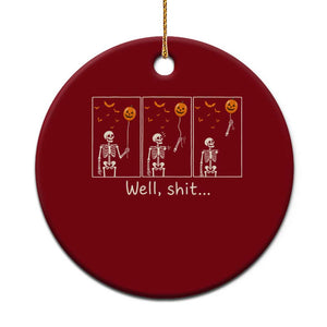 Well Shit Skeleton Lost Pumpkin Balloon Funny Halloween Ceramic Ornament