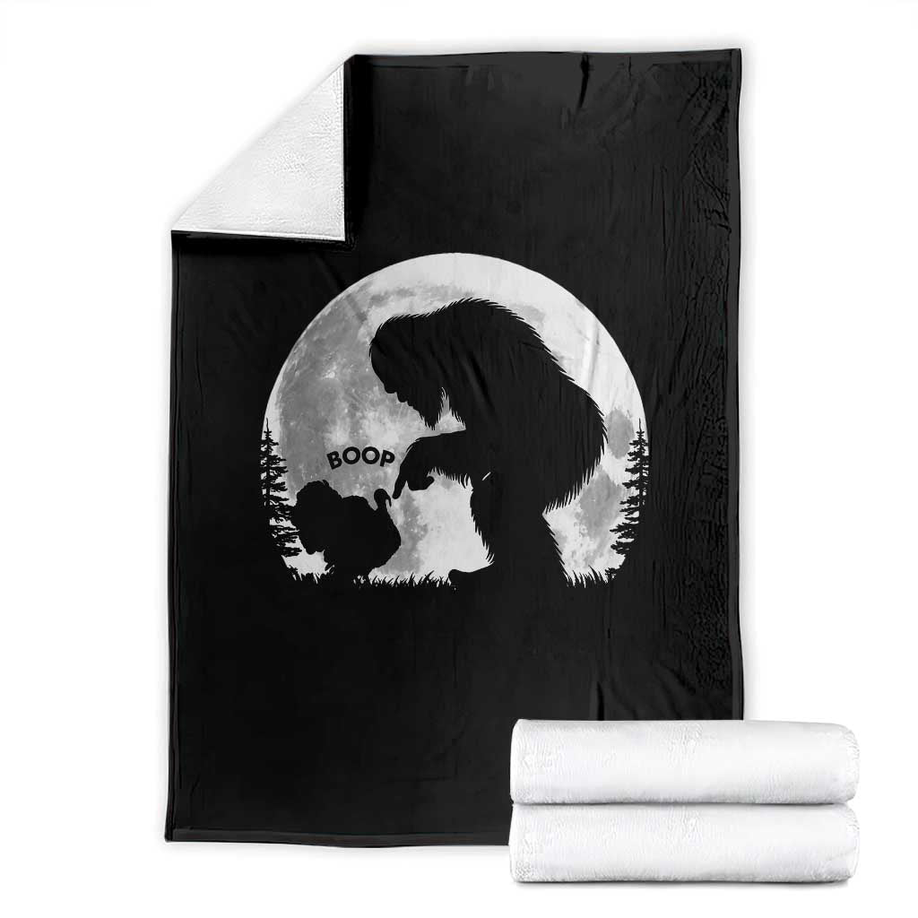 Bigfoot Boop Turkey Nose Full Moon Funny Thanksgiving Sasquatch Throw Blanket