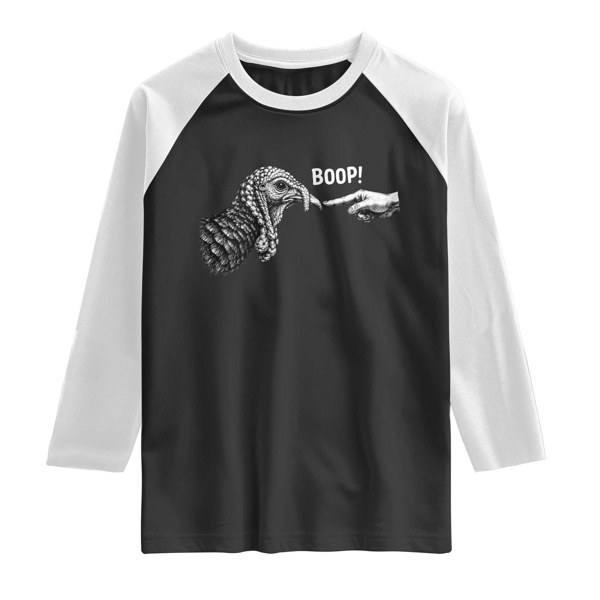 Boop Funny Turkey Nose Thanksgiving Poultry Raglan Shirt