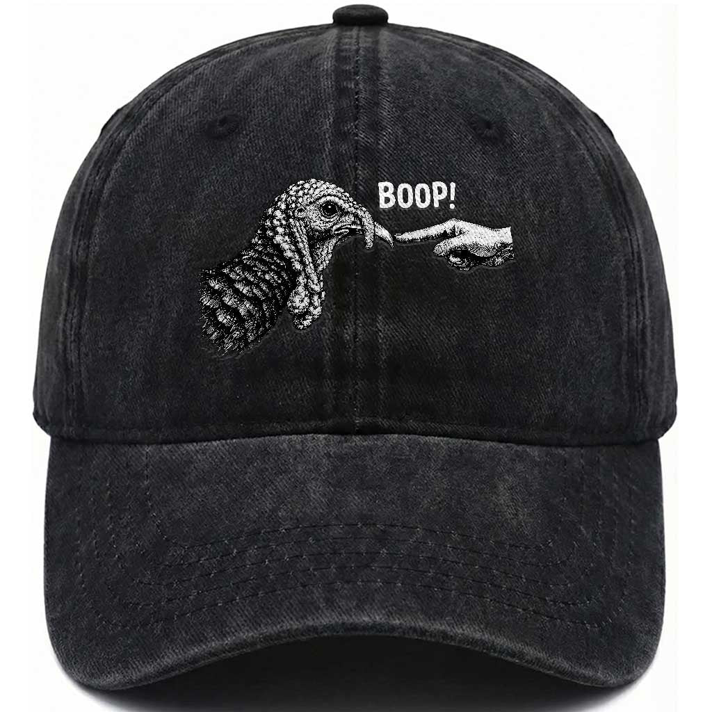 Boop Funny Turkey Nose Thanksgiving Poultry Washed Cotton Baseball Cap