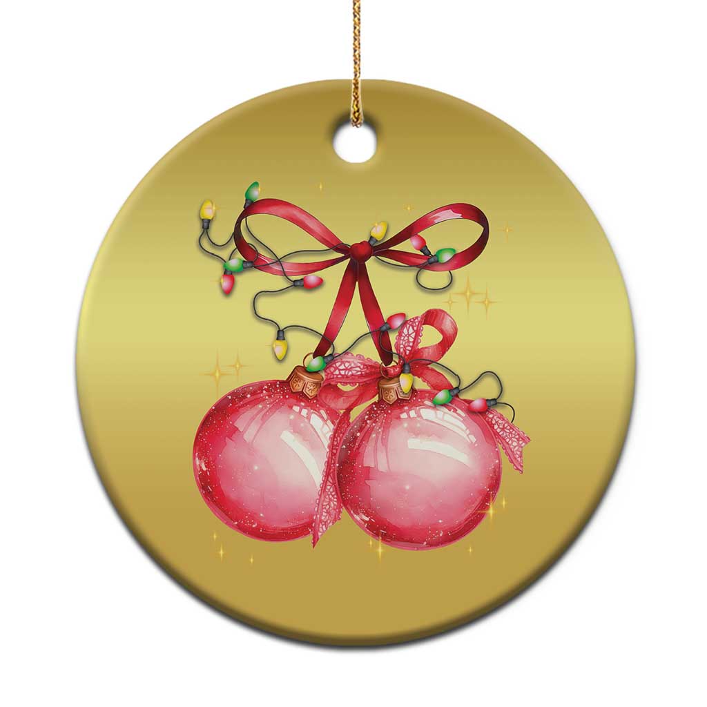 Xmas Coquette Pink Baubles Bow Christmas Ornament TS11 Print Your Wear