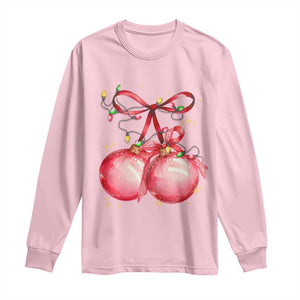 Christmas Coquette Pink Baubles Bow Long Sleeve Shirt TS11 Light Pink Print Your Wear