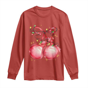 Christmas Coquette Pink Baubles Bow Long Sleeve Shirt TS11 Red Print Your Wear