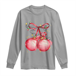 Christmas Coquette Pink Baubles Bow Long Sleeve Shirt TS11 Sport Gray Print Your Wear